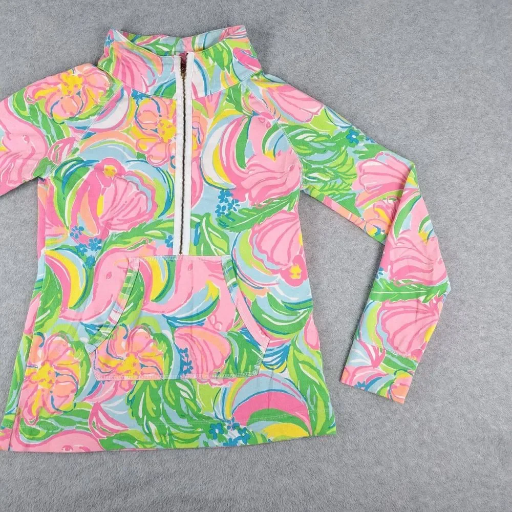 Lilly Pulitzer Skipper Popover Coat Jacket Women Small 1/2 Zip Floral - Picture 3 of 12